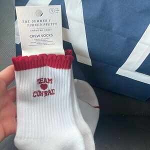 TEAM CONRAD SOCKS American Eagle Outfitters White Socks with Red Trim